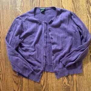 Eddie Bauer Purple Cardigan Sweater Soft Knit